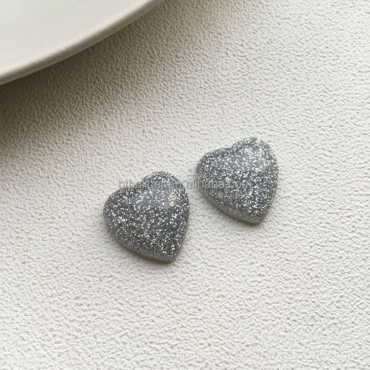 Colorful Pink Flatback Mini Glitter Resin Heart for Craft Kids Gift