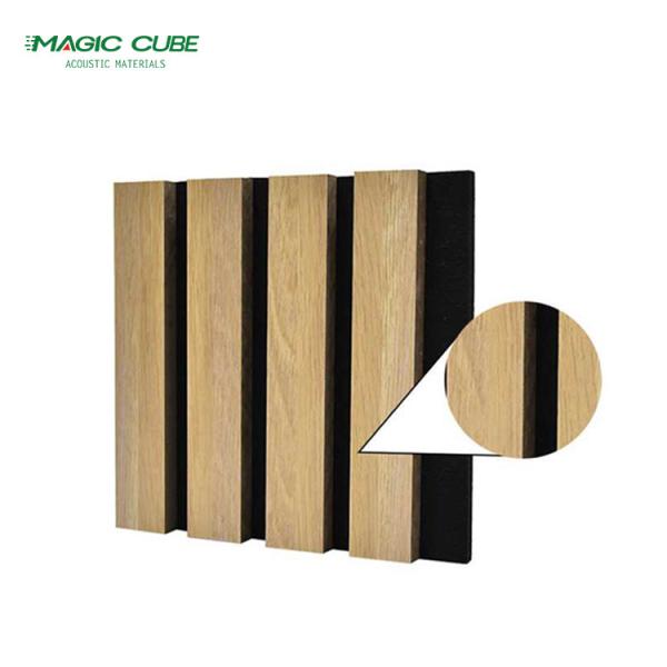 Wood Frame Eco-friendly Acoustic Slat Panel Polyester Fiber Acoustic Panel