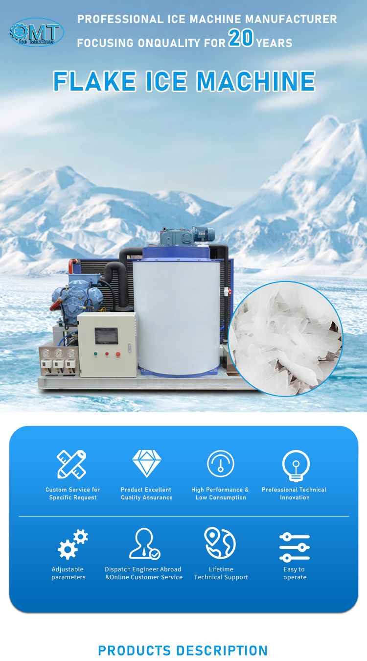 5000kg Ice Storage Capacity Industrial Flake Ice Machine for Industrial Ice Production