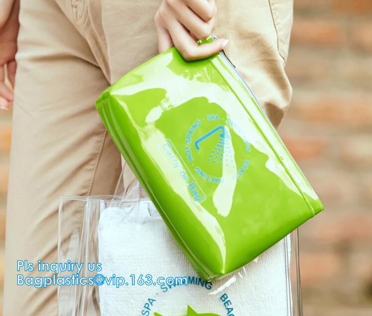 grip slider bags, Stand Up Cosmetic Pouch with Slider Zipper Closure, PVC HEAT SEALED BAG WITH SLIDER ZIPPER
