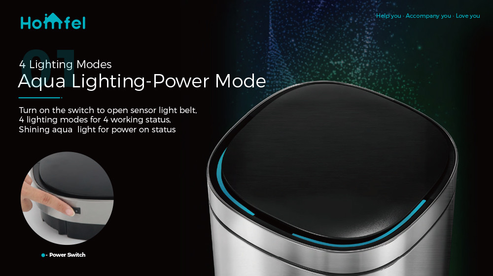 Touchless Intelligent Smart Sensor Bin Trash Can Stainless Steel Sustainable Household