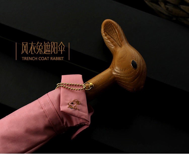 OEM Wooden J Handle Umbrella Head , Curved Umbrella Handle UV Protection