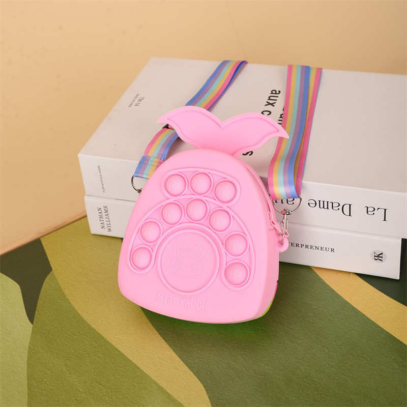 Mermaid Kids Crossbody Bag Coin Purse Silicone Shoulder Bag Handbag With Wide Adjustable Strap Makeup Bag Big Pop Purse