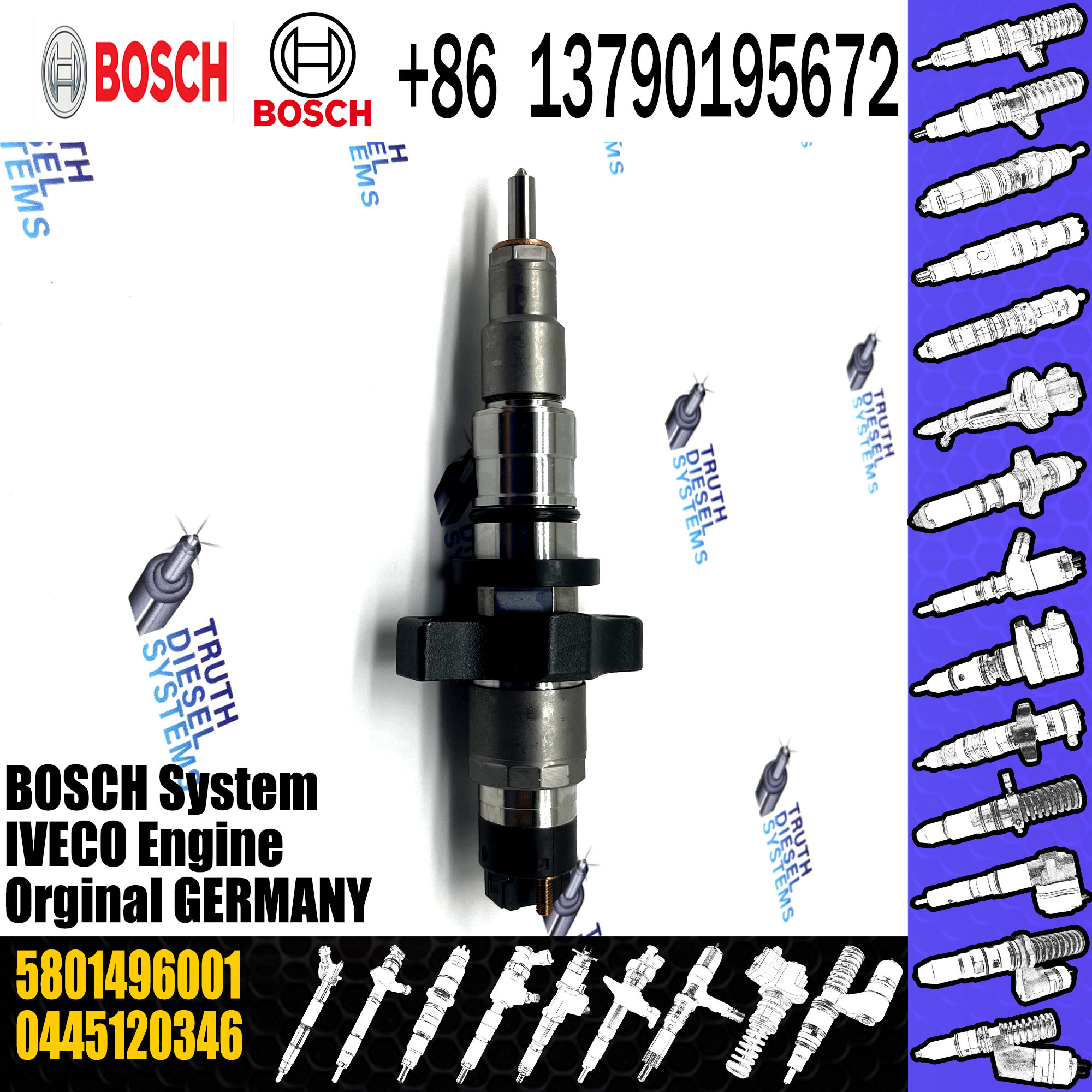 5801496001 fuel injector 0445120346 5801496001 injector for HEULIEZ/IRISBUS/IVECO/NEW HOLLAND common rail injector