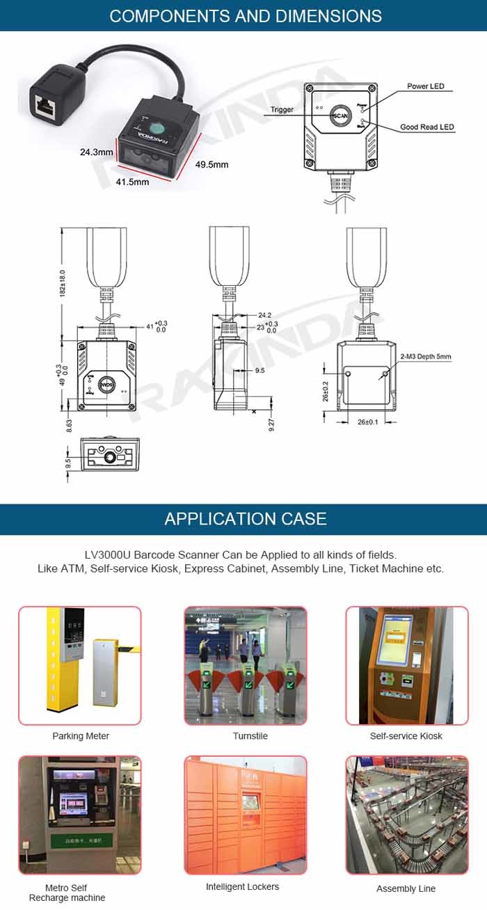 Passport OCR MRZ Industrial Barcode Scanner Embedded 1D QR Scan Module