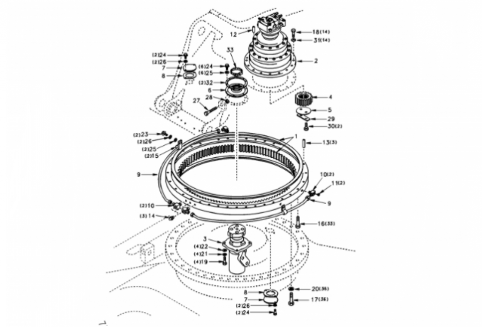 1155-01080 Slewing Ring Bearing , EC240 Excavator Slew Ring 1