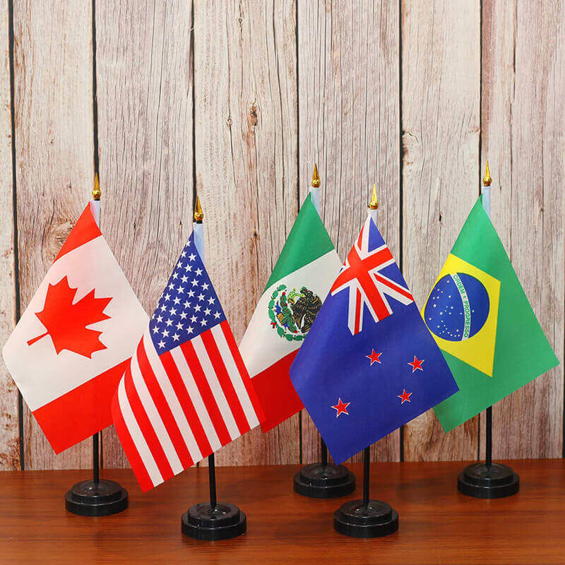 All Country Office Desk Flags 10x15cm Pantone Color With Plastic Base