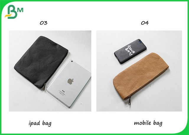 Water Resistant 0.55MM Thickness Washable Kraft Fabric For Ipad Bag Making