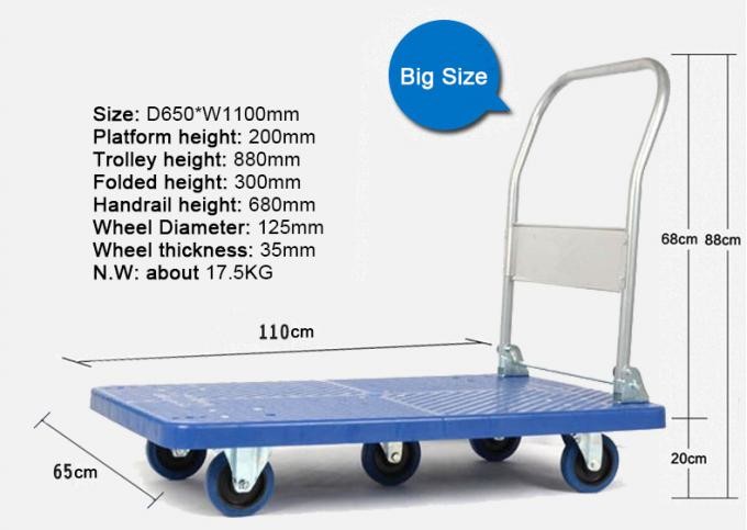 100kg 250Kg Platform Hand Truck Trolley For Material Handling Blue