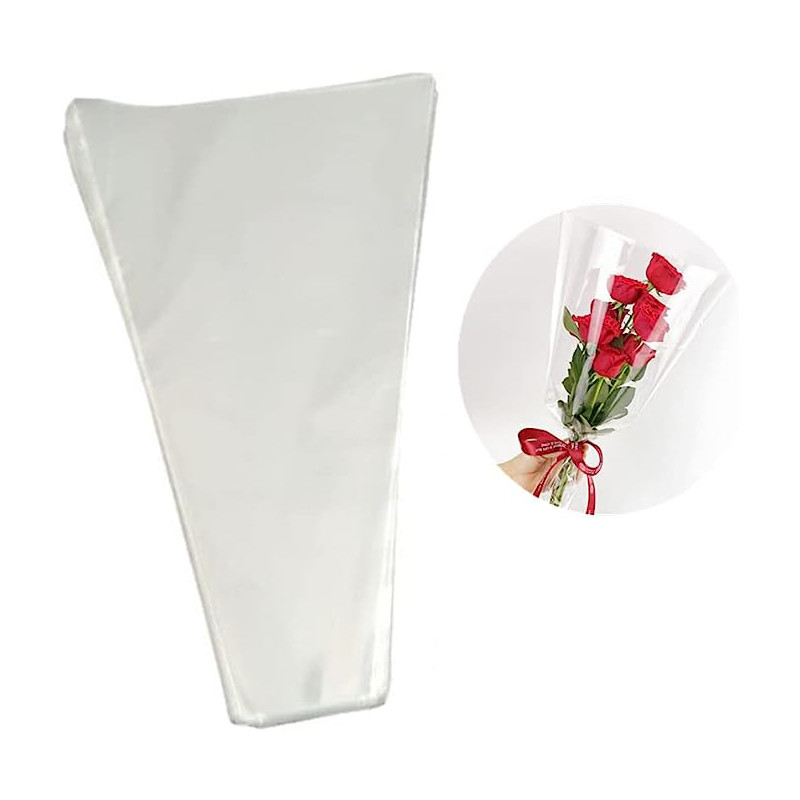 100 Pcs Flower Bouquet Sleeves Transparent Bag Cellophane For Flower
