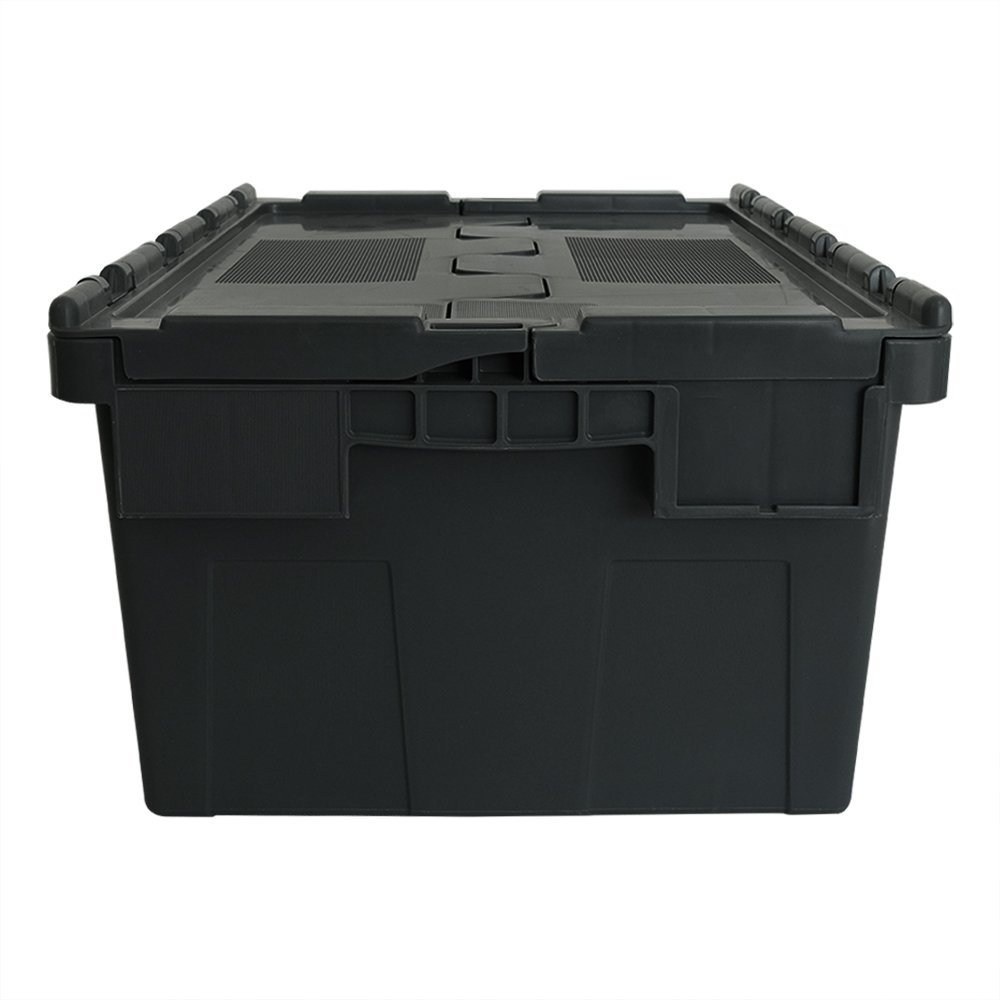 Clear Waterproof Logistic Storage Plastic Storage Box with Hinged Lid and Customized Logo