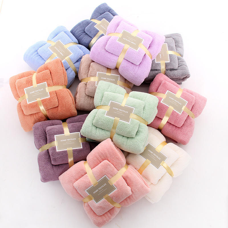 Knitted Microfiber Coral Fleece Bathroom Bath Towel Sets Perfect for Everyone's Needs