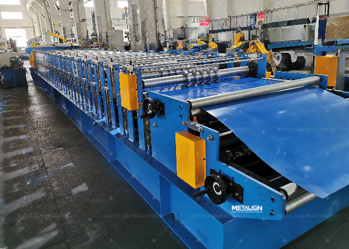 Chain Driven Roll Former With Protective Cover Producing Double Layer Roof Panels