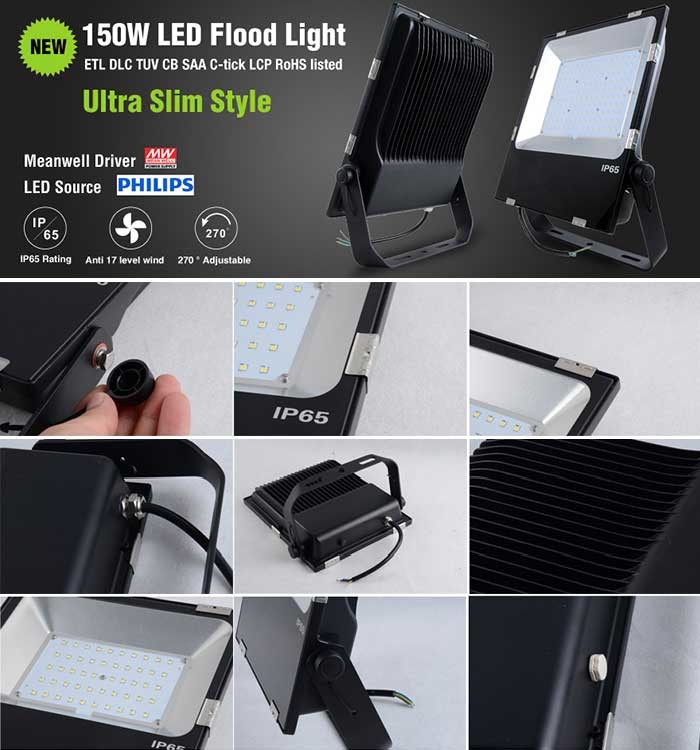 150w 18000Lm Security Flood Lights Corrosion Resistant 330x430.25x60mm