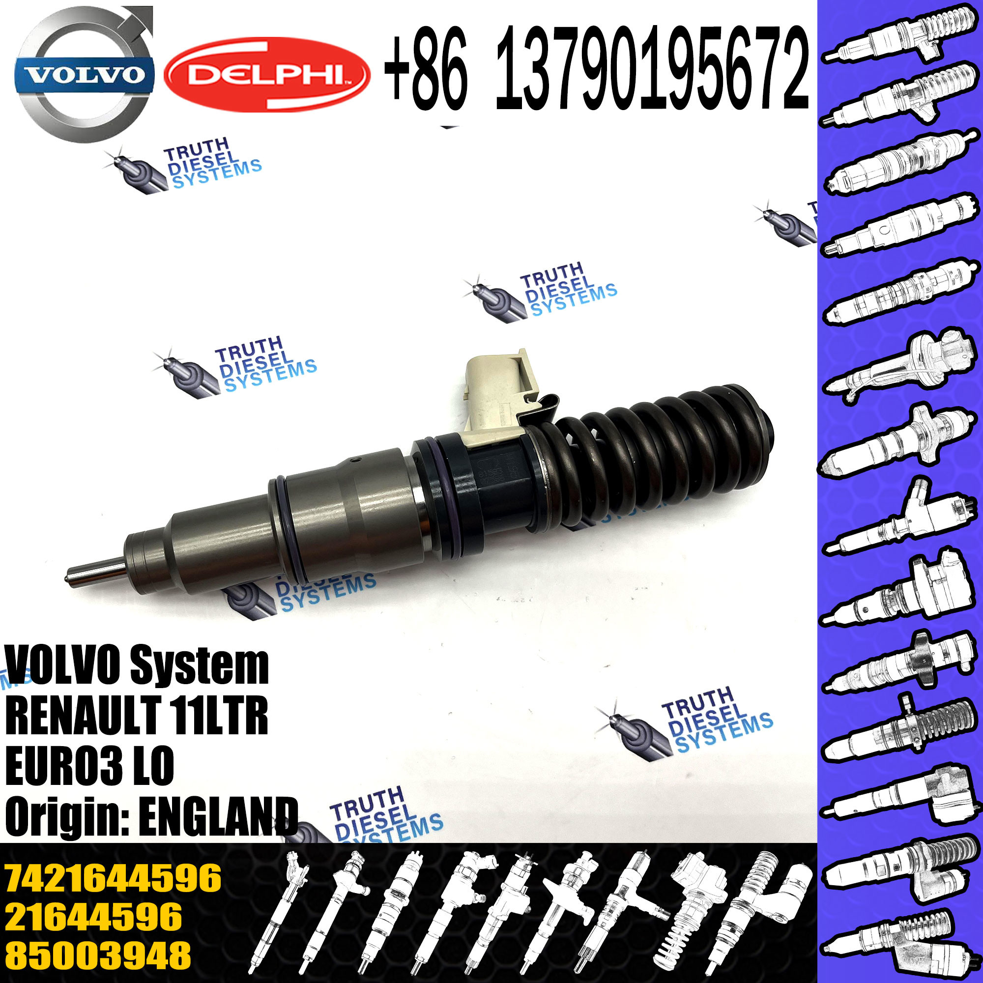 original Diesel Fuel Injector 21644596 5001867216 7420708597 7421582094 7421644596 E3.18 for VOL 11LTR EURO3
