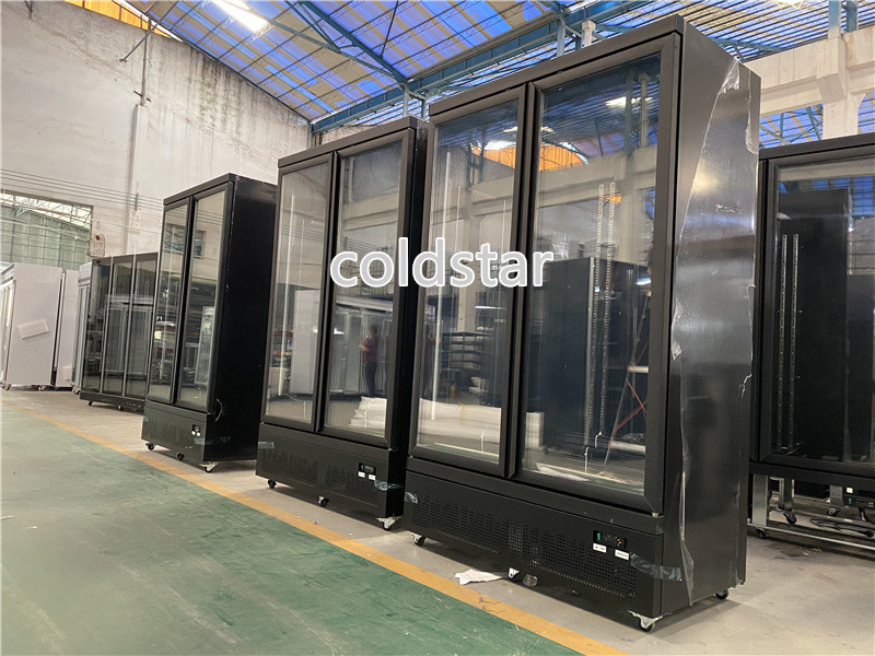 Supermarket Upright Double Door Drink Bottle Refrigerator Cooler Beverage Showcase