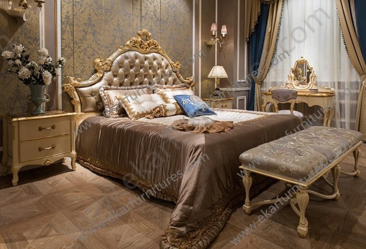 Bed neo classical bedroom sets antique Bedroom furniture Kingbed Solid wood Bed FB-138