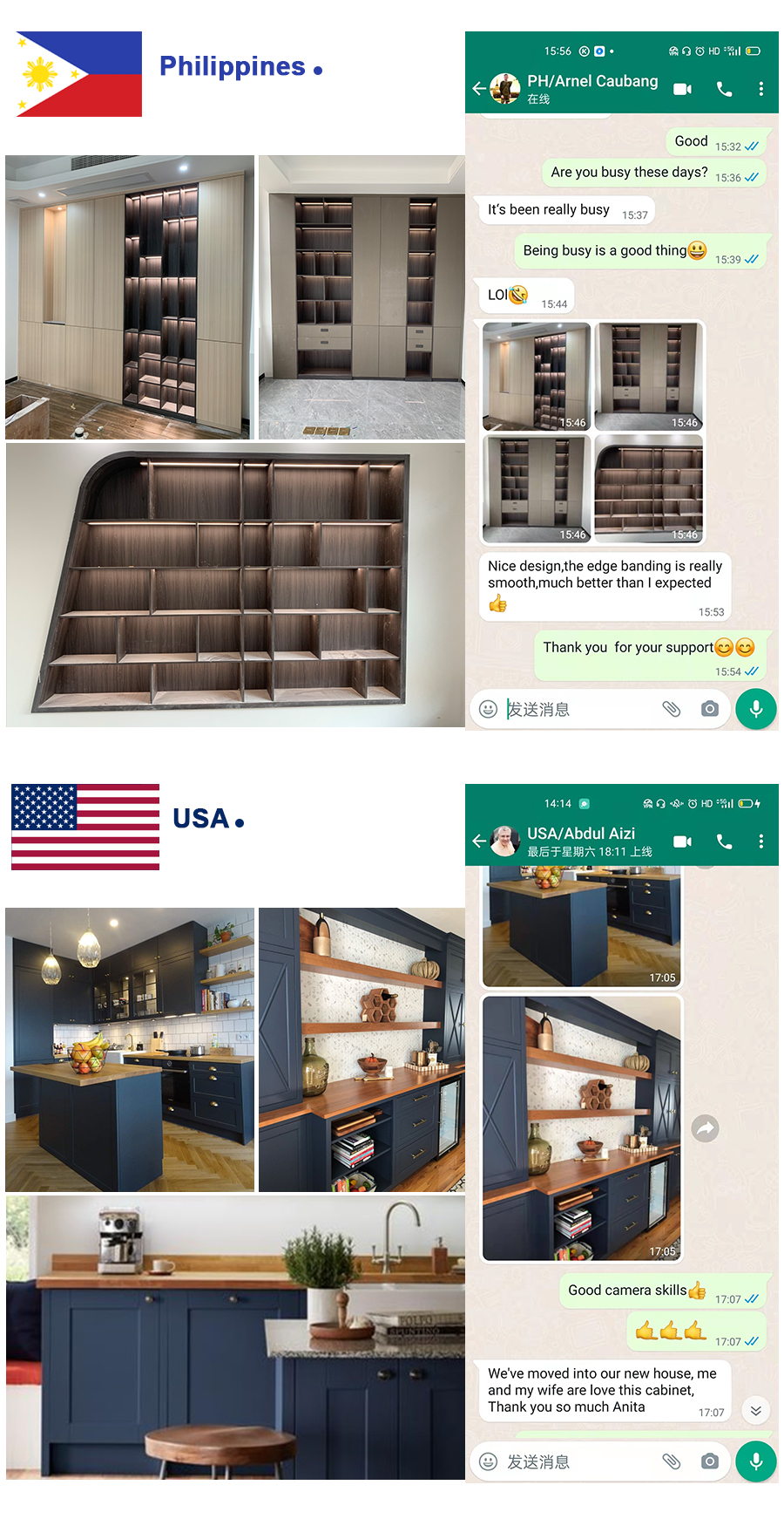 Customized Color LED Cabinet Italian Style Home Kitchen Cabinet with Classical Design