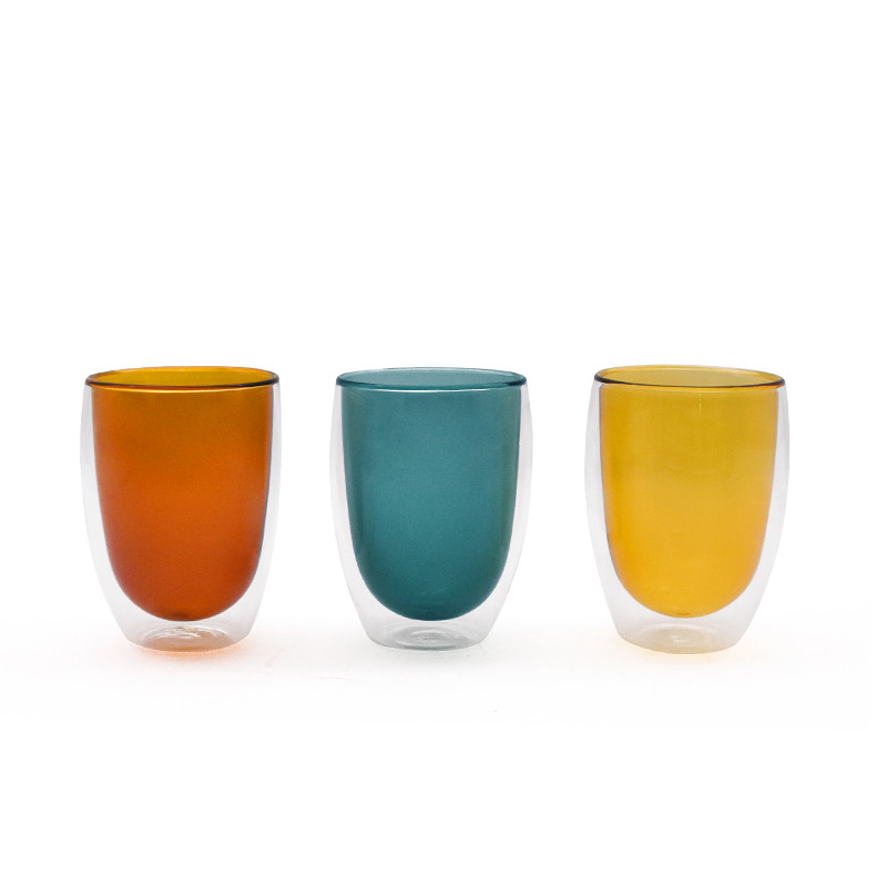 Delicate Pyrex Glass Double Cup Colored For Home Breakfast