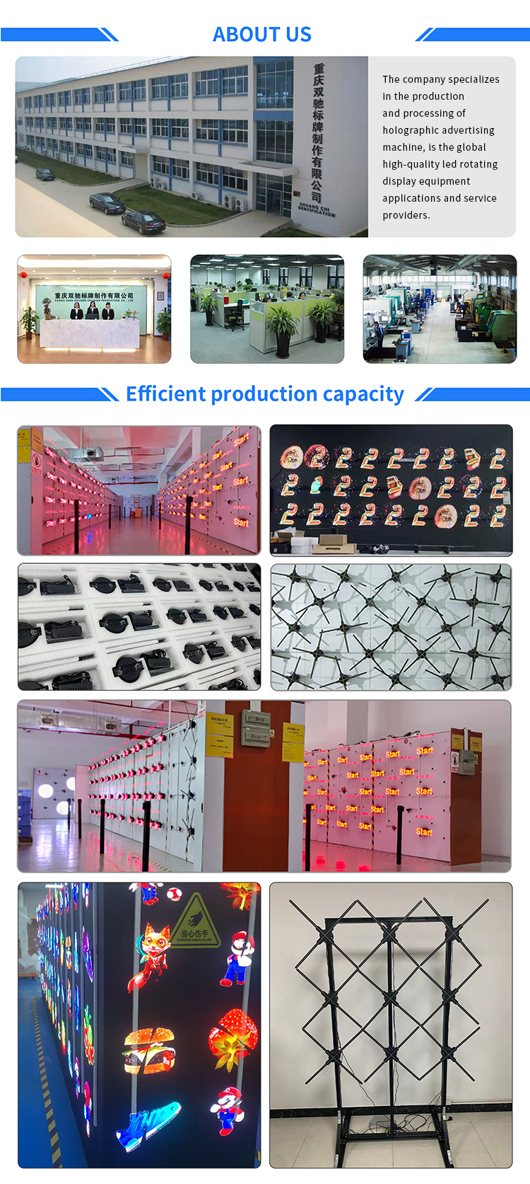 Holographic Fans 56CM Advertising LED Light Display for Indoor 3D LED Advertising Screen