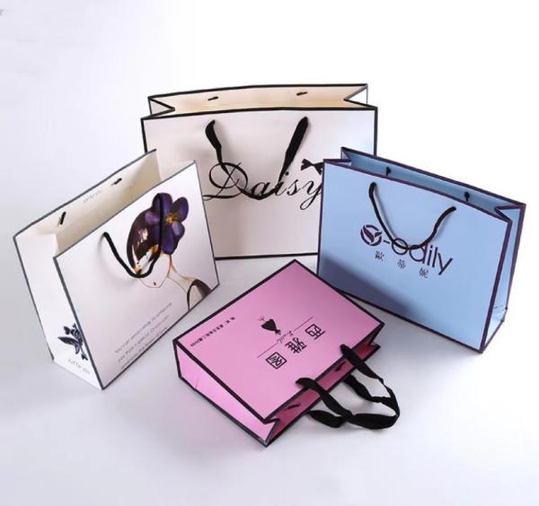 Cosmetics Three Sections Rope Apparel Paper Bag Ivory Board Boutique Packaging