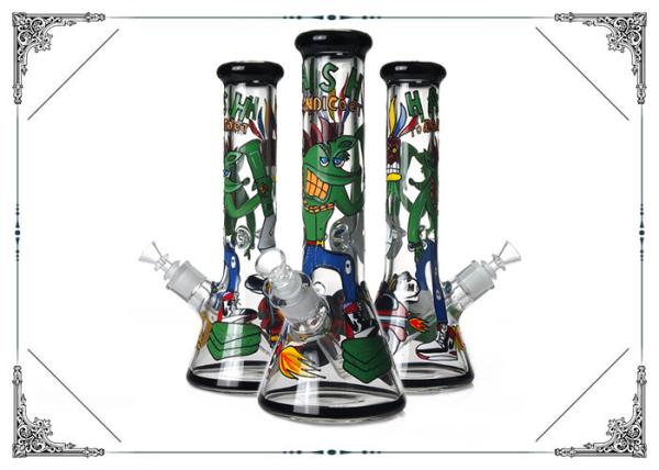 Dand Drawn Cartoon Art Beaker Bong 9mm Heady Glass Smoking Water Pipe 13.5