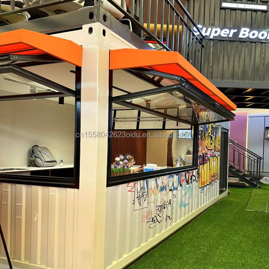 Galvanized Steel Square Tubes Main Structure and Aluminum Alloy Windows for Container Store Prefabricated Building Frame