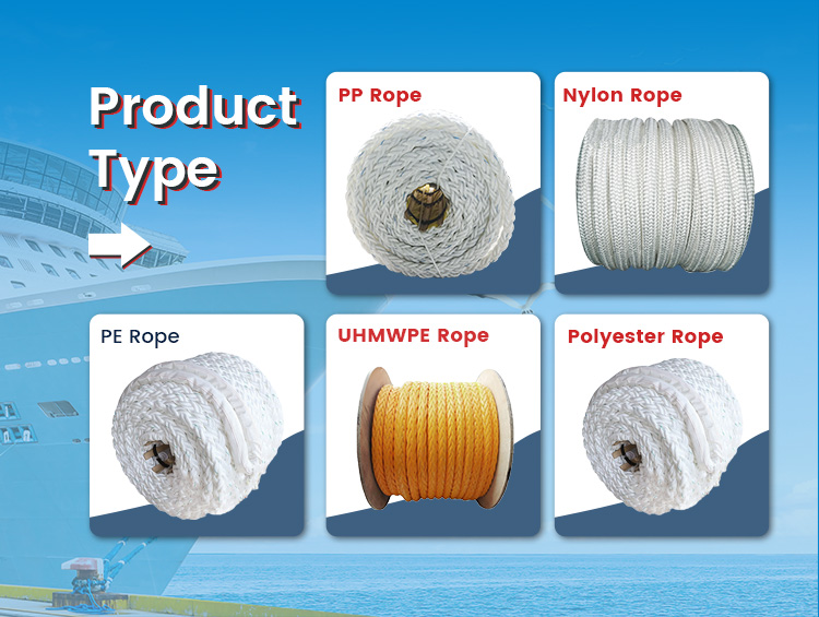 White Color Marine Polyester Braided Rope For Ship Towing Mooring UV Resistance 8 Strand Vessel Rope