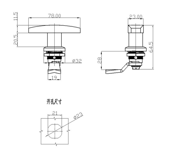 RV Trailer T Handle Lock Electric Box Cabinet Lock Toolbox Lock