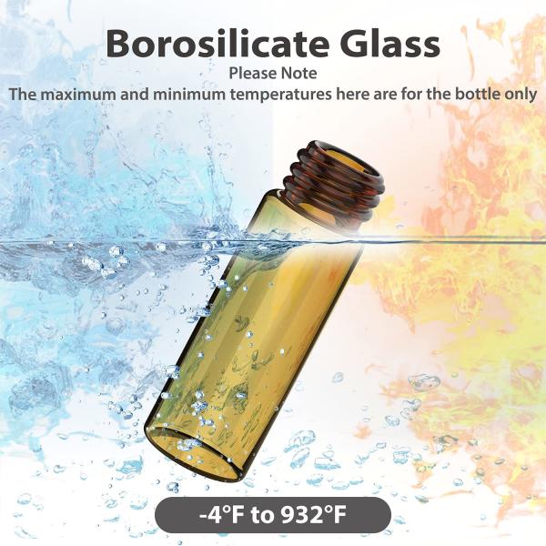 Pack of 100 Glass Vials with Black Phenolic Screw Caps (4ml, Clear) Dram Amber
