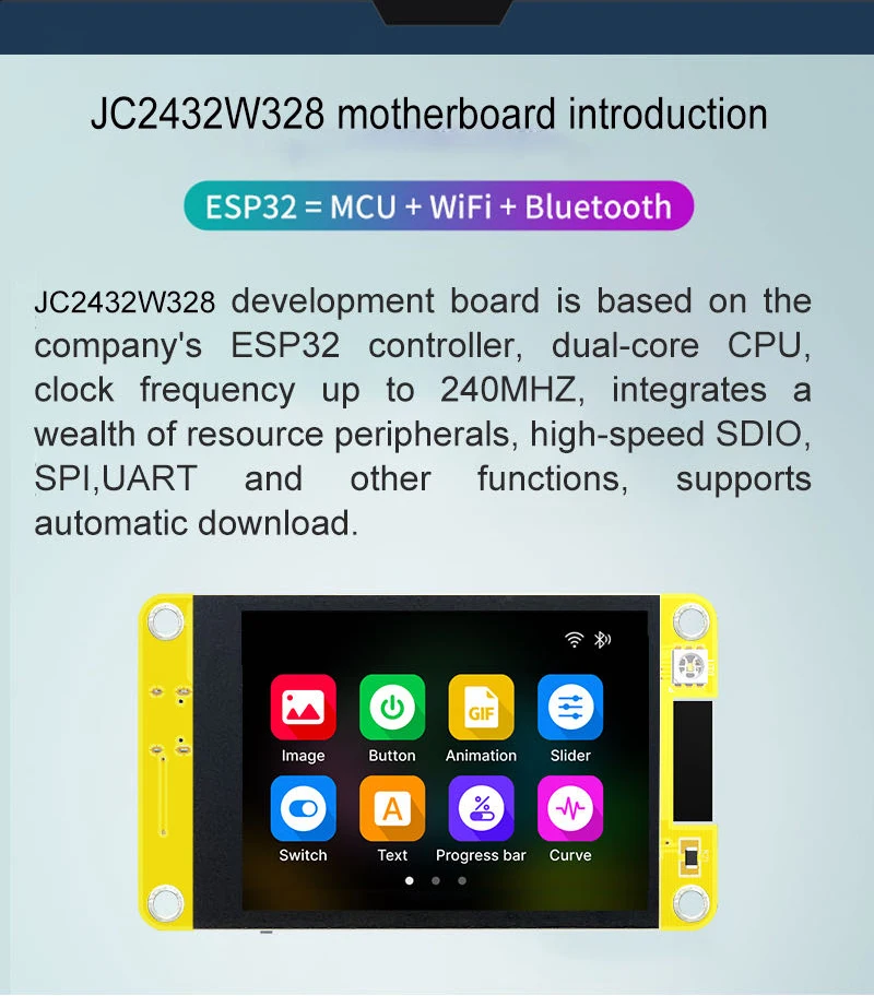 Lightweight 2.8 Inch TFT LCD Display ESP32-2432S028 ST7789 Driver Chip