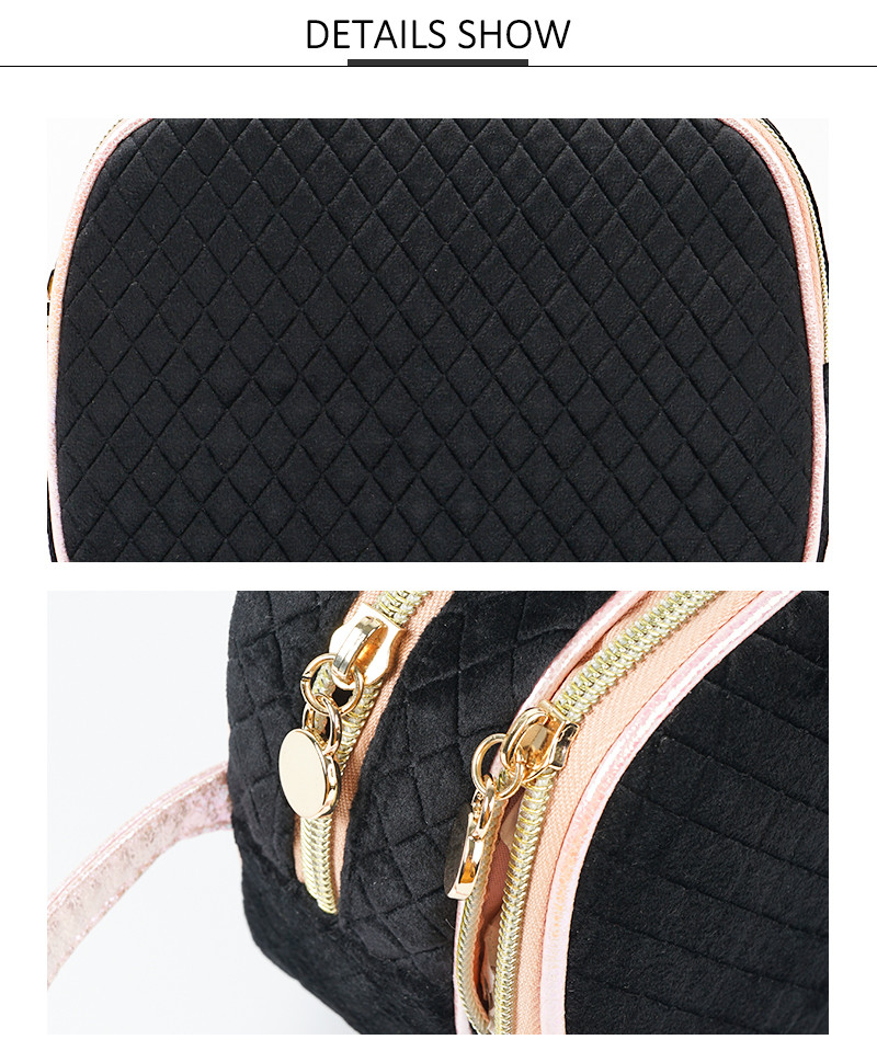 Double Zipper Velvet Cosmetic Makeup Bag With Handle