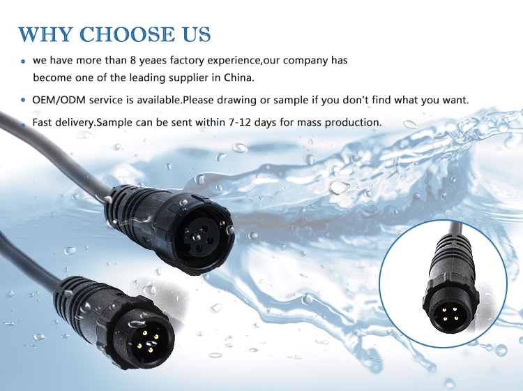 Customized M14 Male And Female Waterproof Plug Outdoor Photovoltaic New Energy LED Light Cable