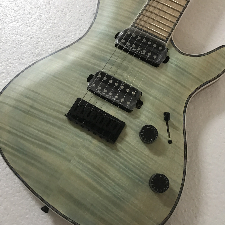 High-quality 7 string electric guitar, burst color Quilte Maple electric guitar, Abalone binding top, free shipping