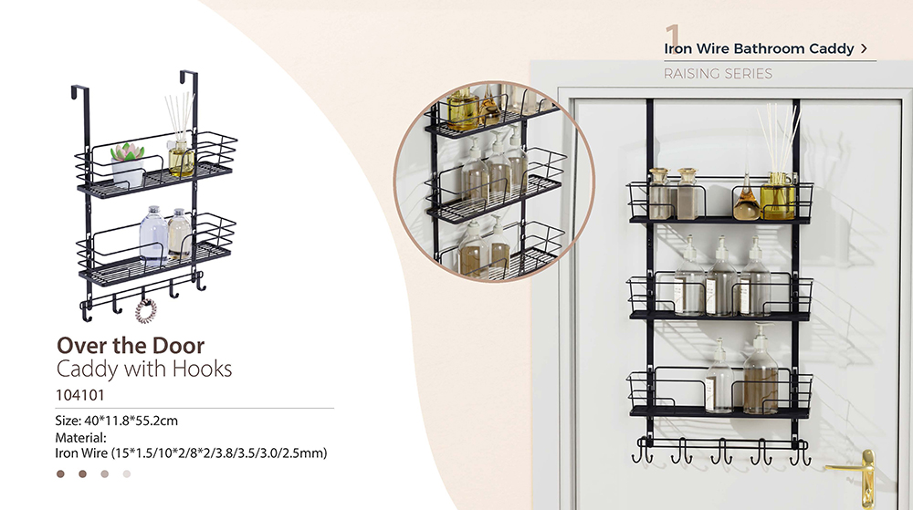 2 Layers Metal Bathroom Towel Hook Rack Over Door Hanging Organizer Multifunction