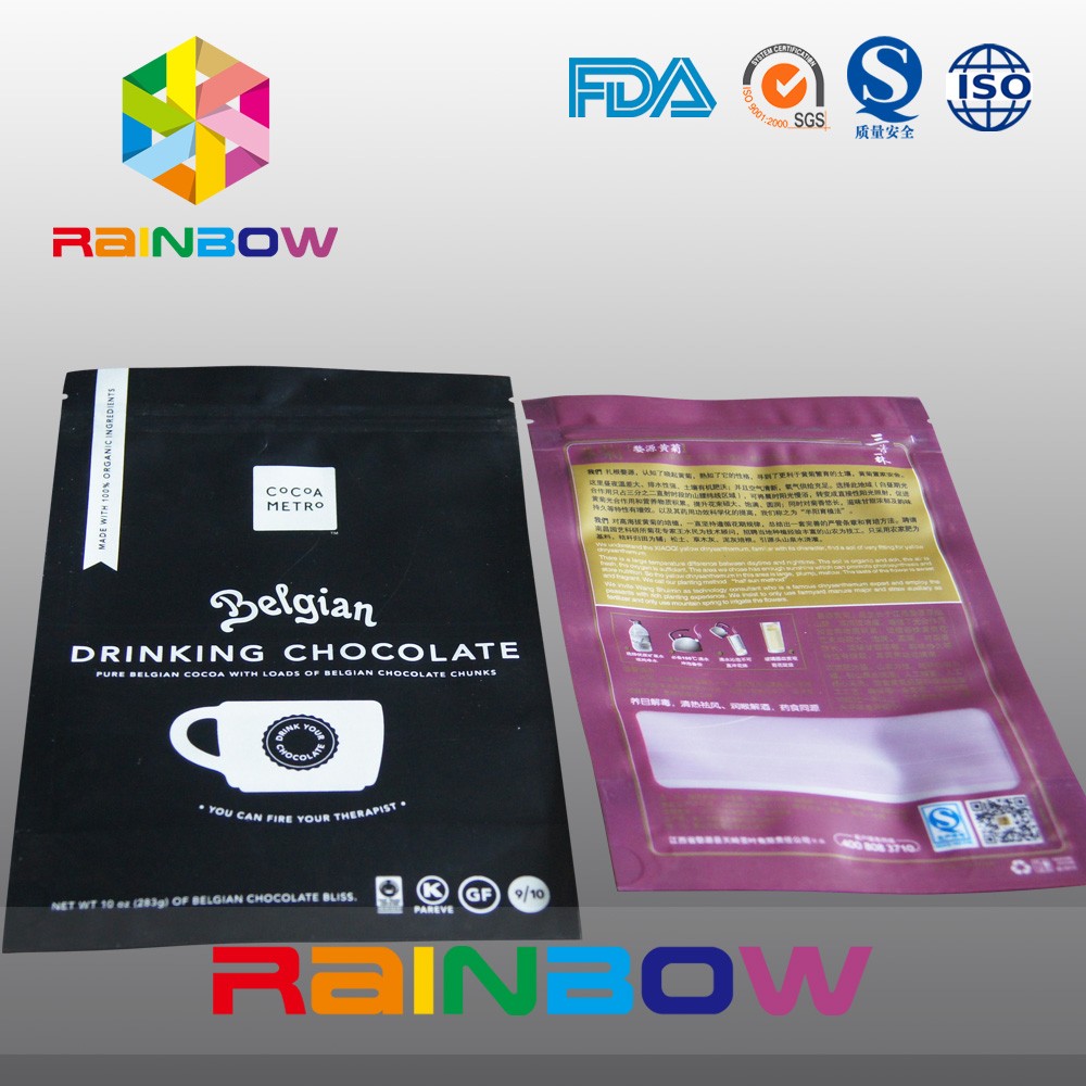 Plastic Bottom Gusset Bags / Stand Up Bag With k And Window For Ground Coffee Bean