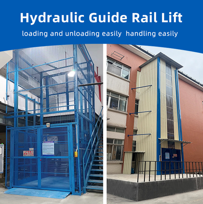 20000kgs Industrial Goods Lift Blue Vertical Cargo Lift With Guide Rails