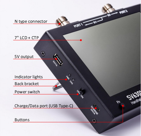 Full Working Conditions SYSJOINT SV6301A Handheld Vector Network Analyzer 1M-6.3GHz 7-inch IPS LCD for Accurate Measurements