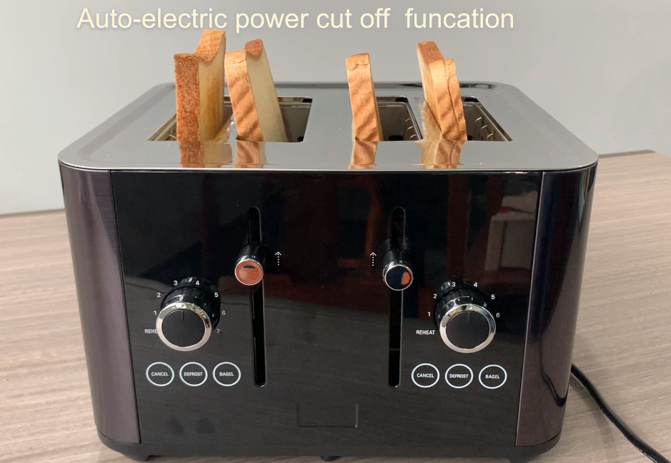 Household Toaster Black Stainless Steel Auto Electric Power Cut Off Function Custom Logo