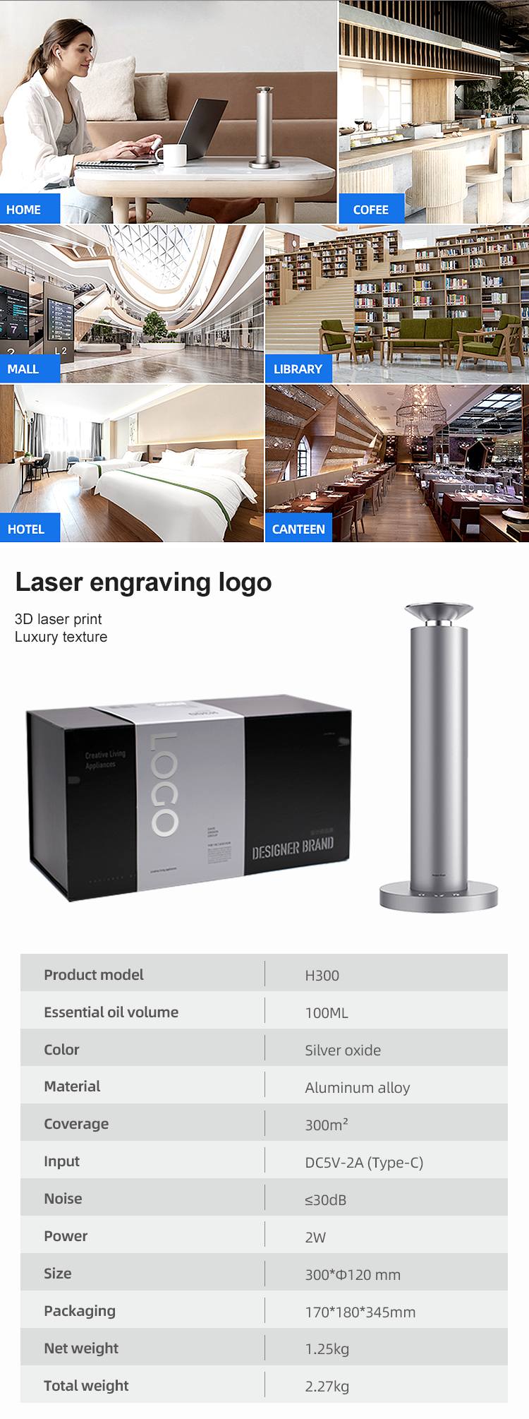 2023 High Quality Designer Design Scent Diffuser 100ML Capacity Aluminum Waterless Oil Diffuser Floor-mounted Scent Diffuser