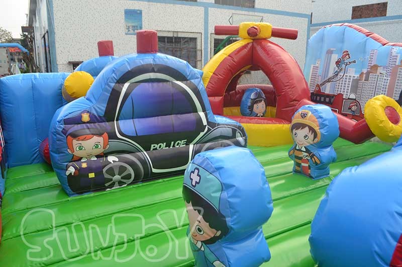 Inflatable Rescue Squad Playground Combo Pvc Inflatable Bouncer Slide Inflatable Castle Slide Combo