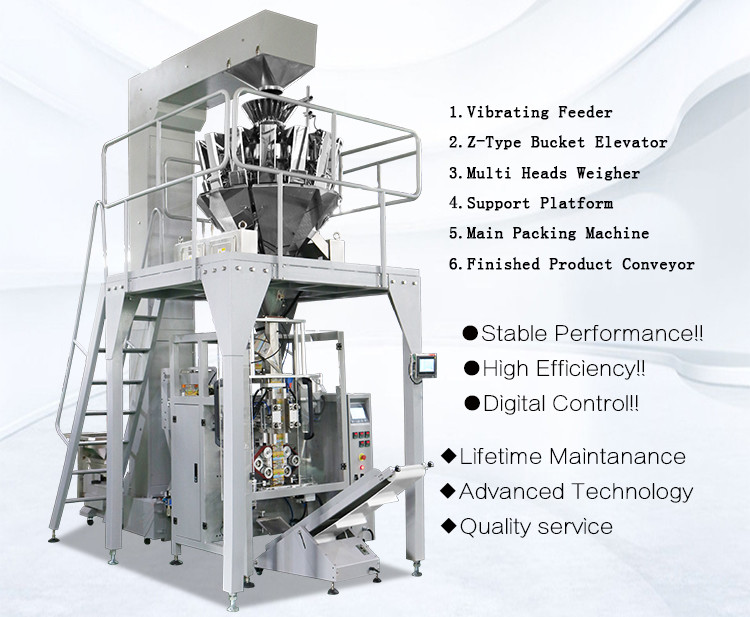 Automatic Rice Chin Peanut Packing Machine With Multi Head Weigher