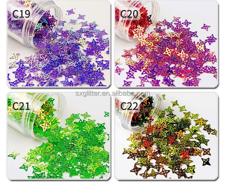 DIY Craft Embellishments Hollow Four Pointed Star Sequins in Mixes and Customized Shape