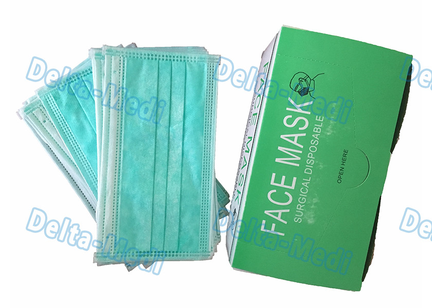 BFE99% Non Woven Disposable Face Mask green Color with inner spot earloop