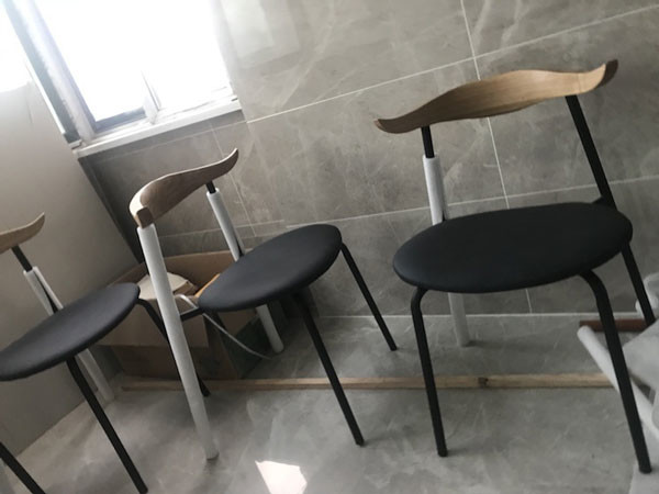 New Horn Metal Frame Dining Chairs Black Legs Fashion Restaurant 41x47x78cm