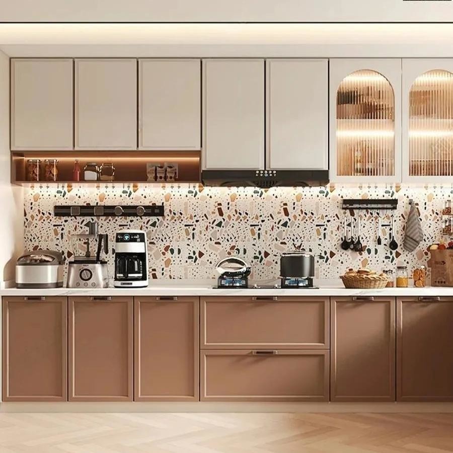 Antique Style Wood Grain Complete Solid Wood Kitchen Cabinet Sets Kitchen Cabinet With Countertop