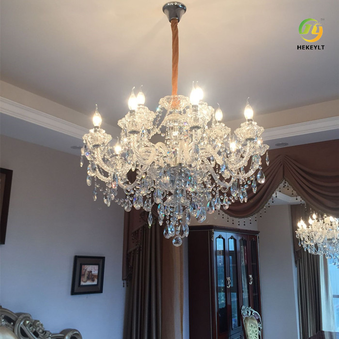 Luxury Crystal Candle Lamps Chandeliers Villa Hall E14
