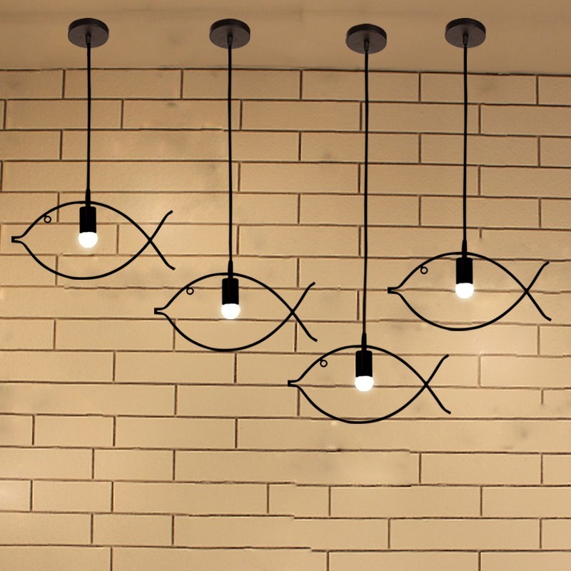 Industrial multi pendant lighting For Living room Bedroom Fish Shape (WH-VP-43)