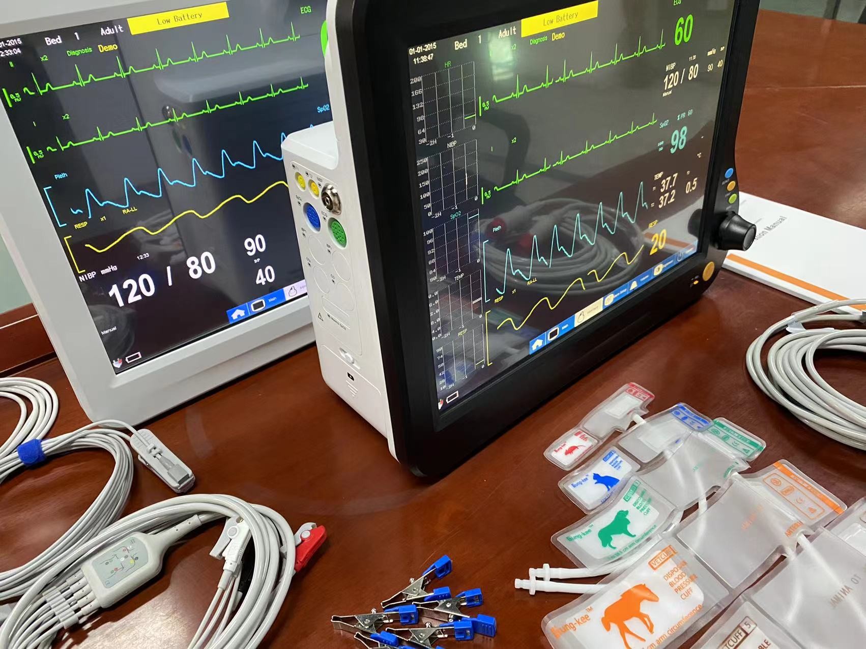 Multi Language Veterinary Multiparameter Monitor With ECG NIBP SPO2 2Temp