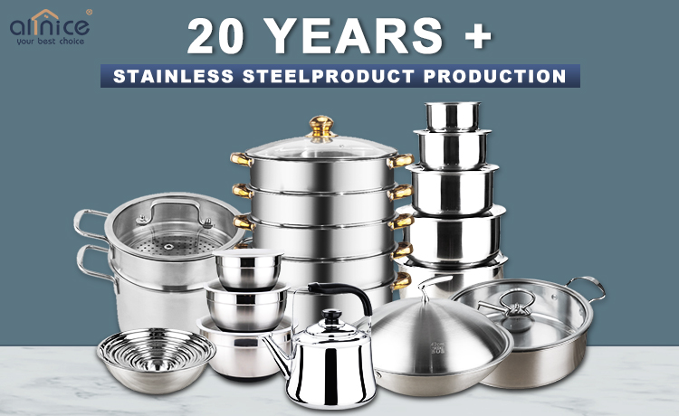 30cm Stainless Steel Double Bottom Cookware Steamer Pot Set